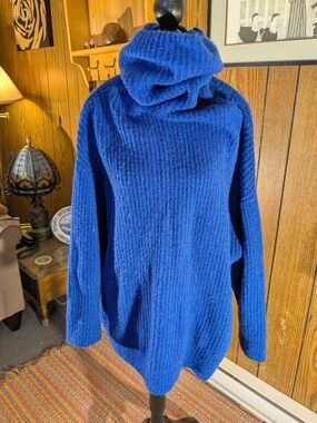 Zara Knit Cozy Royal Blue Ribbed Turtleneck Sweater